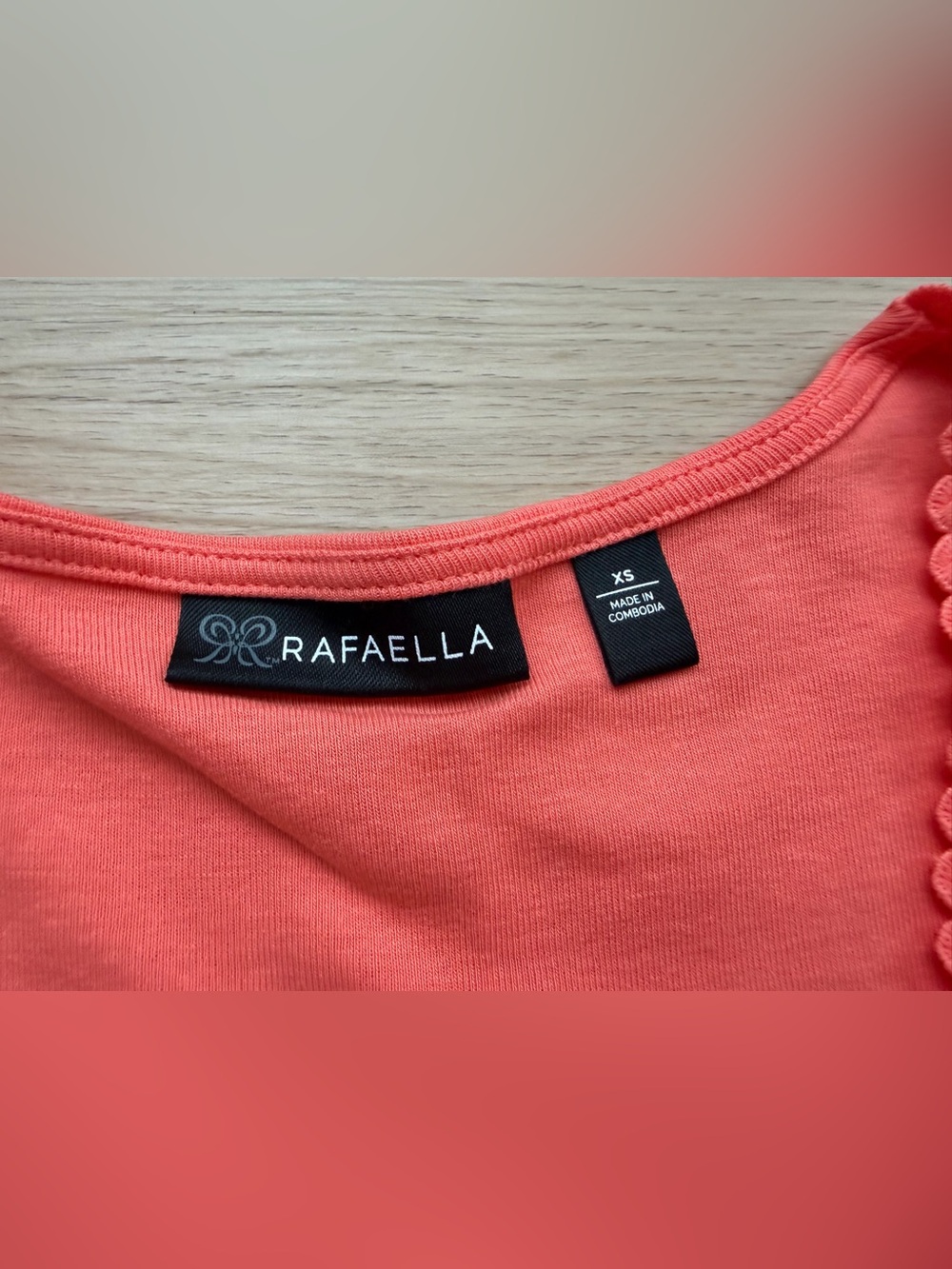 Rafaella Women’s Top Size XS Orange/Coral Short Sleeve With Embellishment - Picture 2 of 6